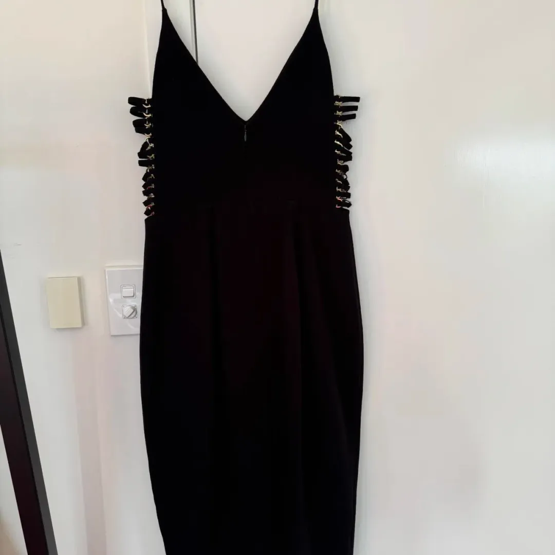 Zimmermann Crepe Harness Midi Dress Black Size AU 10 for rent on The Volte - main image
