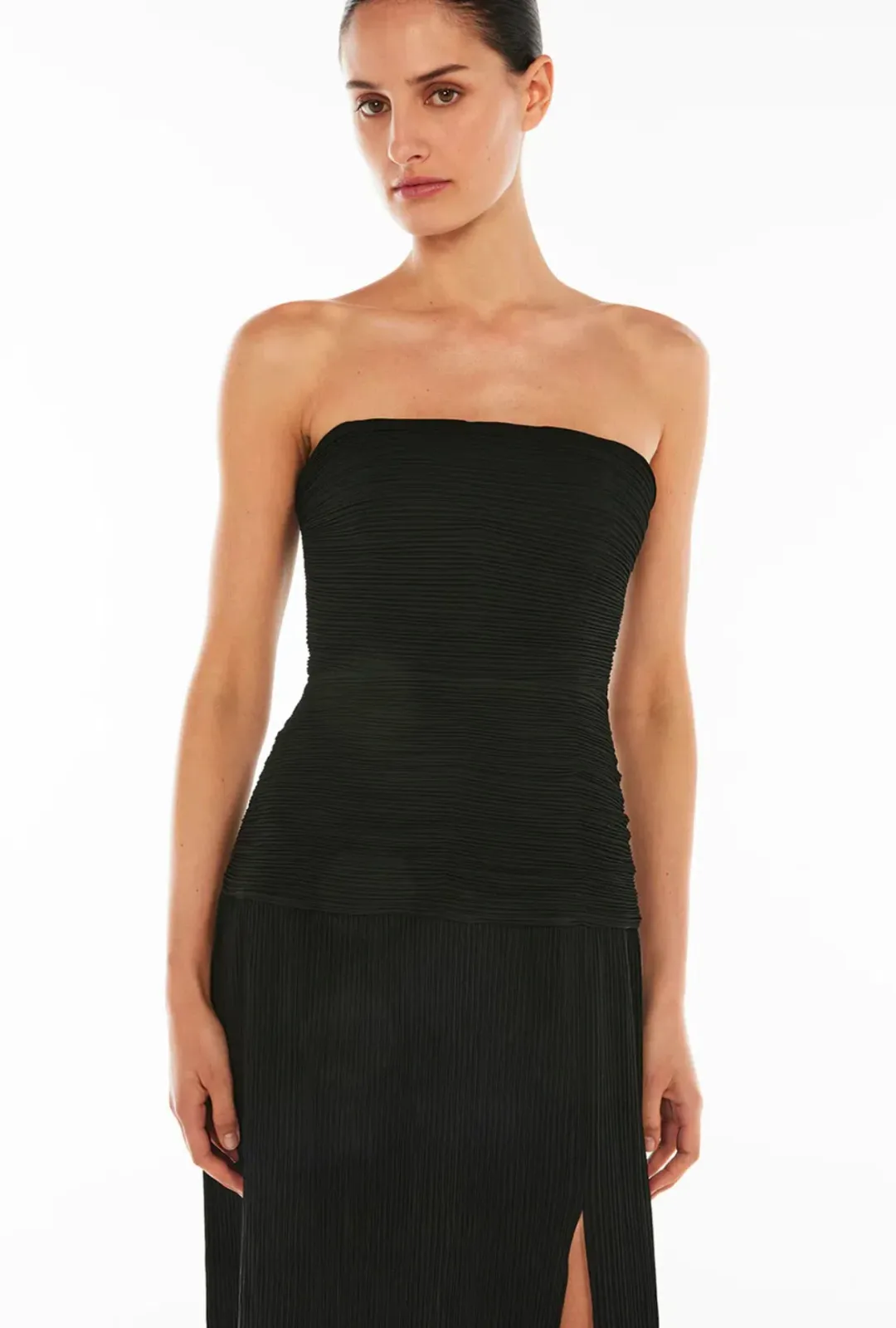 Manning Cartell Double Time Pleat Strapless Maxi Dress in Black Size AU 12 for rent on The Volte - main image