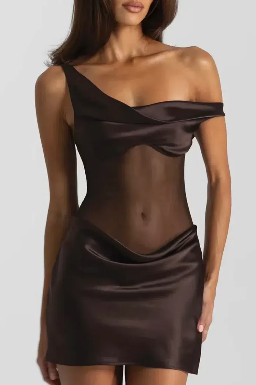 Natalie Rolt Elodie Mini Silk Brown Size 6 for rent on The Volte - main image
