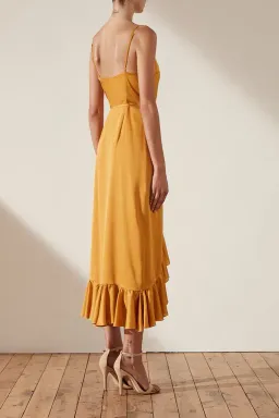 Shona Joy Oro Cocktail Wrap Midi Dress Gold Size 12 for rent on The Volte - image 2
