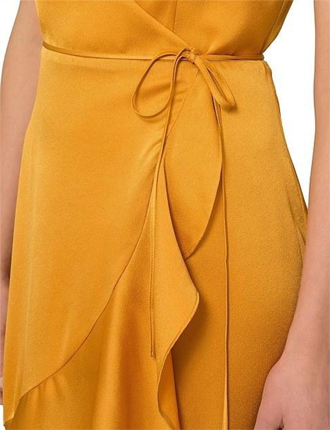 Shona Joy Oro Cocktail Wrap Midi Dress Gold Size 12 for rent on The Volte - main image