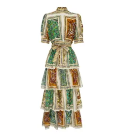 Alemais Delphine Tiered Midi Dress Multi Floral Size AU 10 for rent on The Volte - image 6
