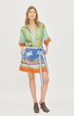 Alemais Surrealist Summer V Neck Mini Dress Multi Print Size 8 for rent on The Volte - image 1