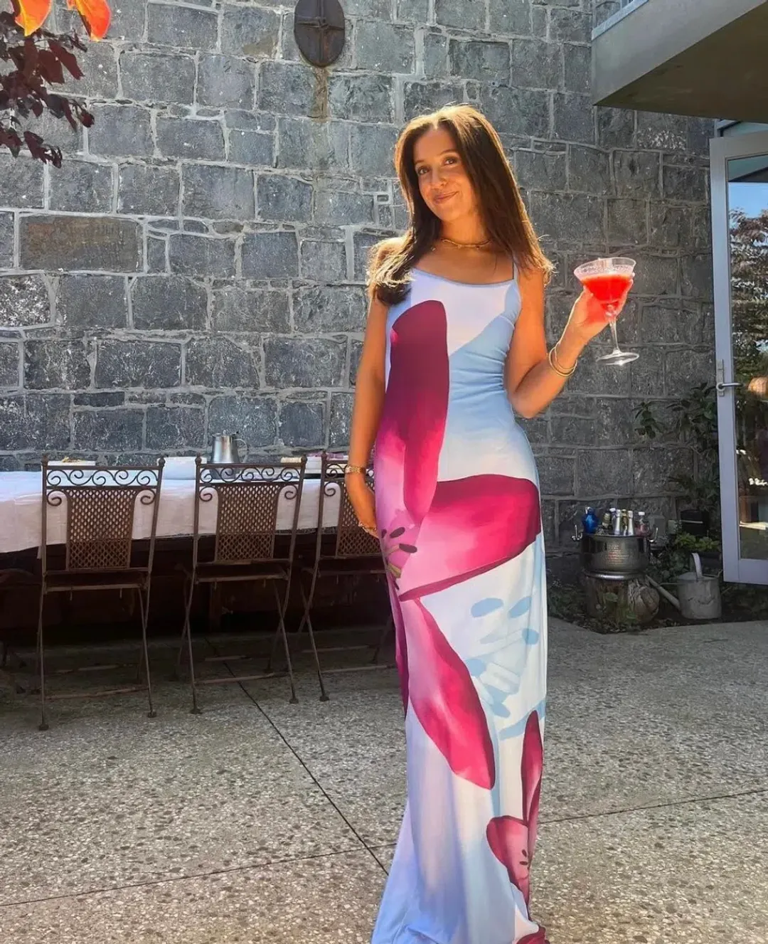 With Harper Lu Slip Dress in Sky Lily Floral Size 6 for rent on The Volte - main image