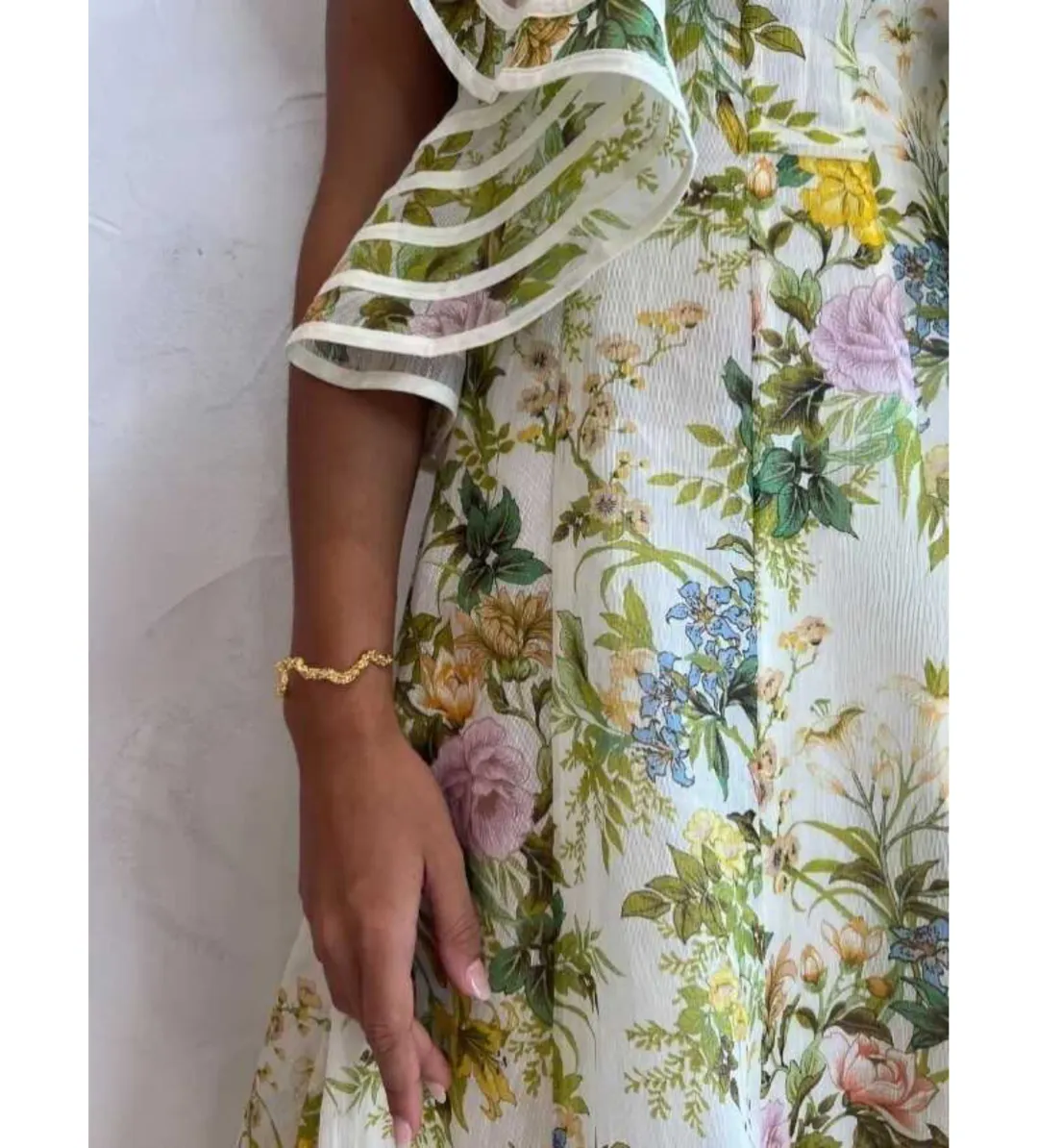 Alemais Eden Flounce Midi Dress Floral Size AU 6 for rent on The Volte - main image