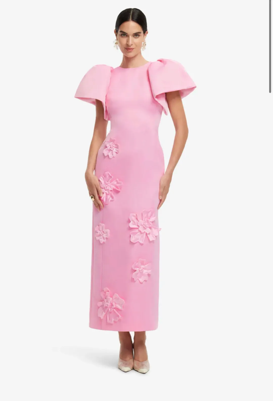Leo Lin Floral Appliqué Maxi Dress Pink Size 10 for rent on The Volte - main image