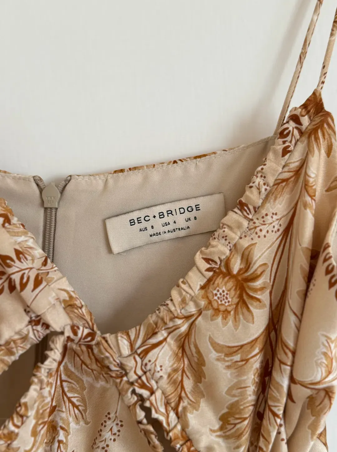 Bec & Bridge Fleetwood Midi Dress Cream Floral Size 8 for rent on The Volte - main image