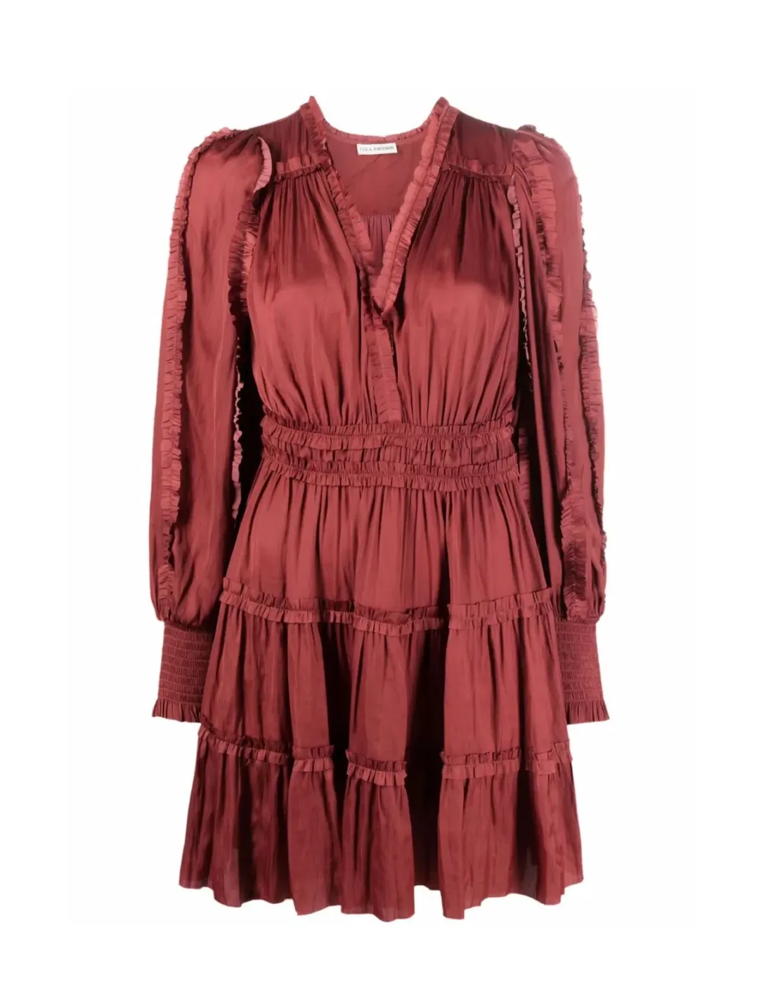 Ulla Johnson Flared V-neck Mini Dress In  Dessert Rose Size US 10/ AU 14 for rent on The Volte - main image