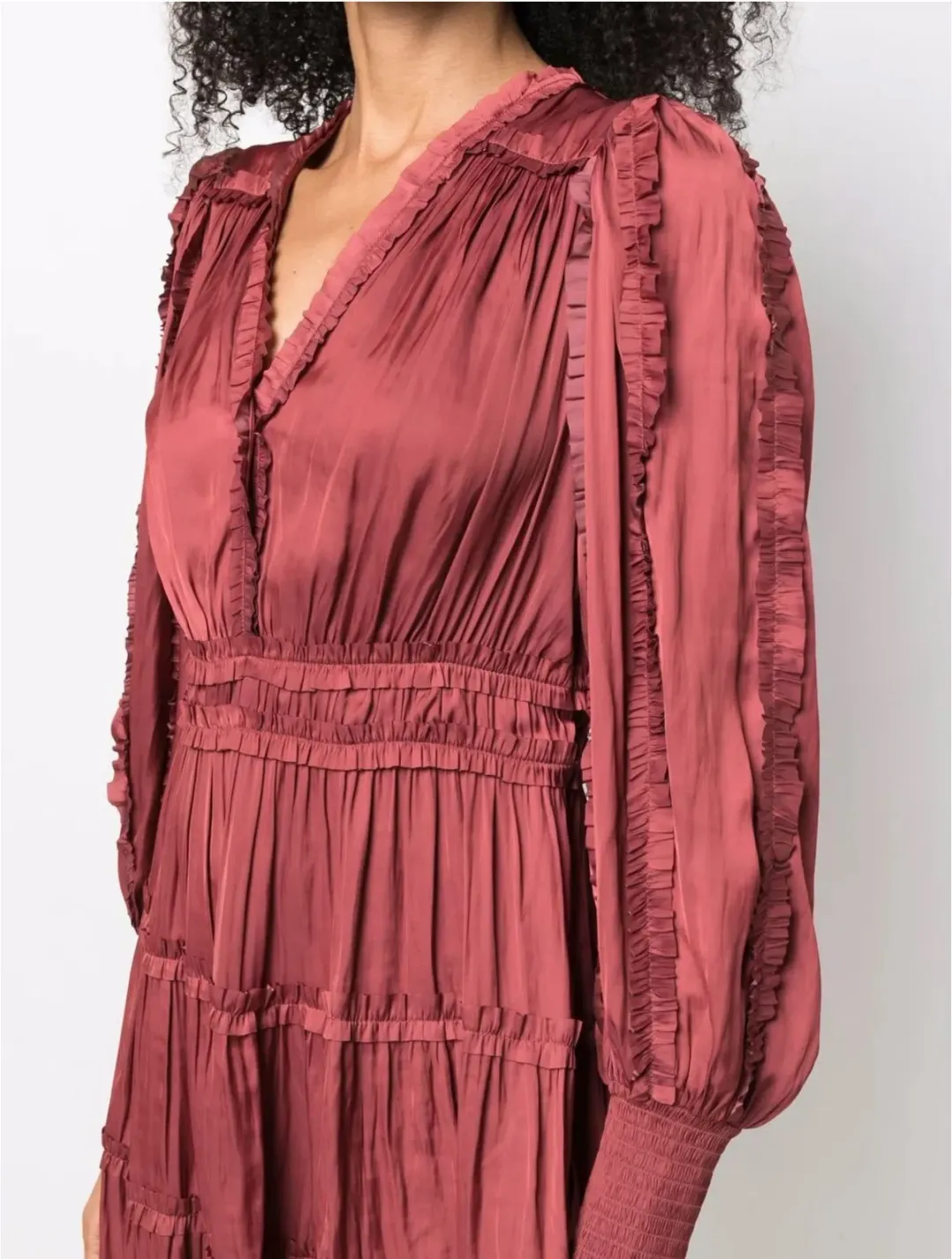 Ulla Johnson Flared V-neck Mini Dress In  Dessert Rose Size US 10/ AU 14 for rent on The Volte - main image