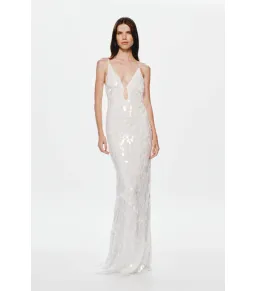 Misha Collection Sapphire Sequin Maxi Dress in Ivory Size 6/XS for rent on The Volte - image 1