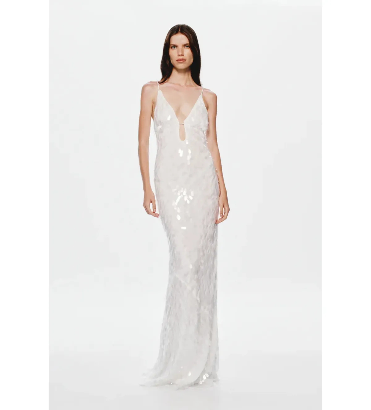 Misha Sapphire Sequin Maxi Dress in Ivory Size 8/S for rent on The Volte - main image