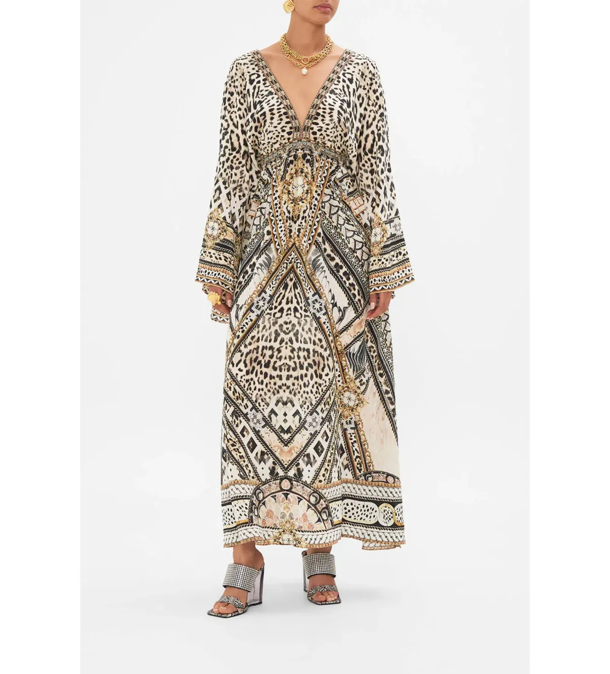 Camilla Gathered Kimono Dress in Mosaic Muse Size S / AU 10  for rent on The Volte - main image