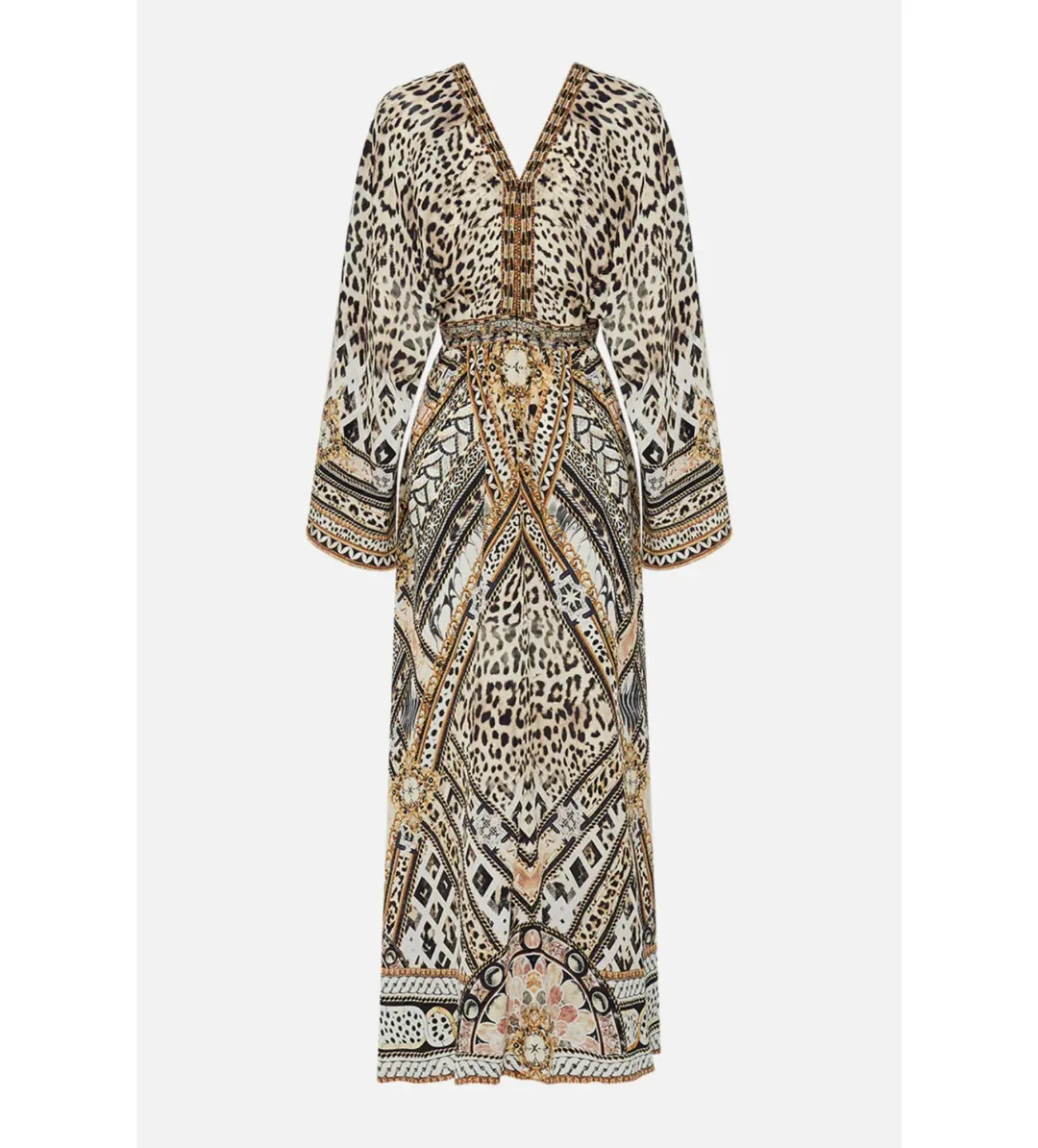 Camilla Gathered Kimono Dress in Mosaic Muse Size S / AU 10  for rent on The Volte - main image