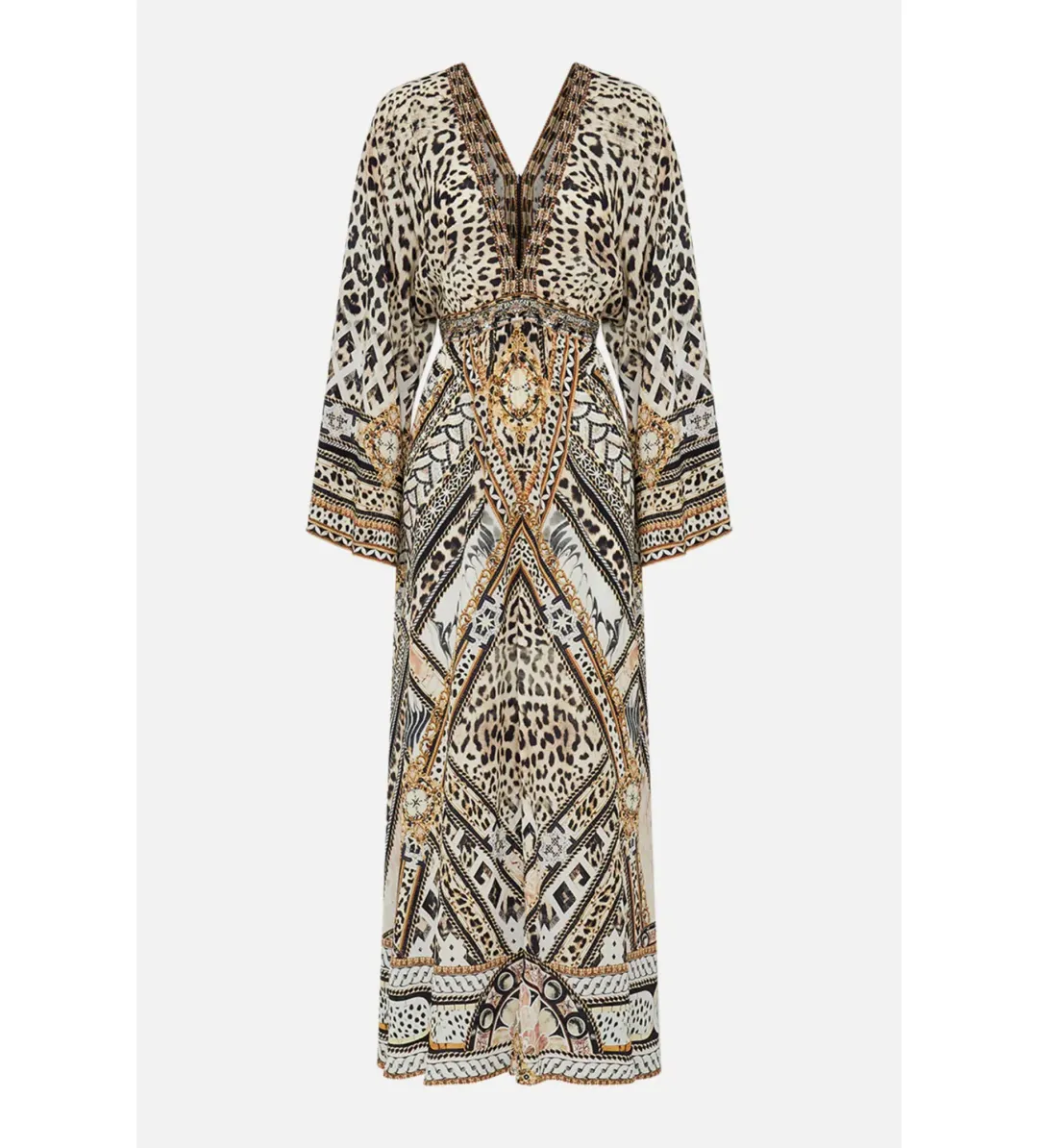 Camilla Gathered Kimono Dress in Mosaic Muse Size S / AU 10  for rent on The Volte - main image