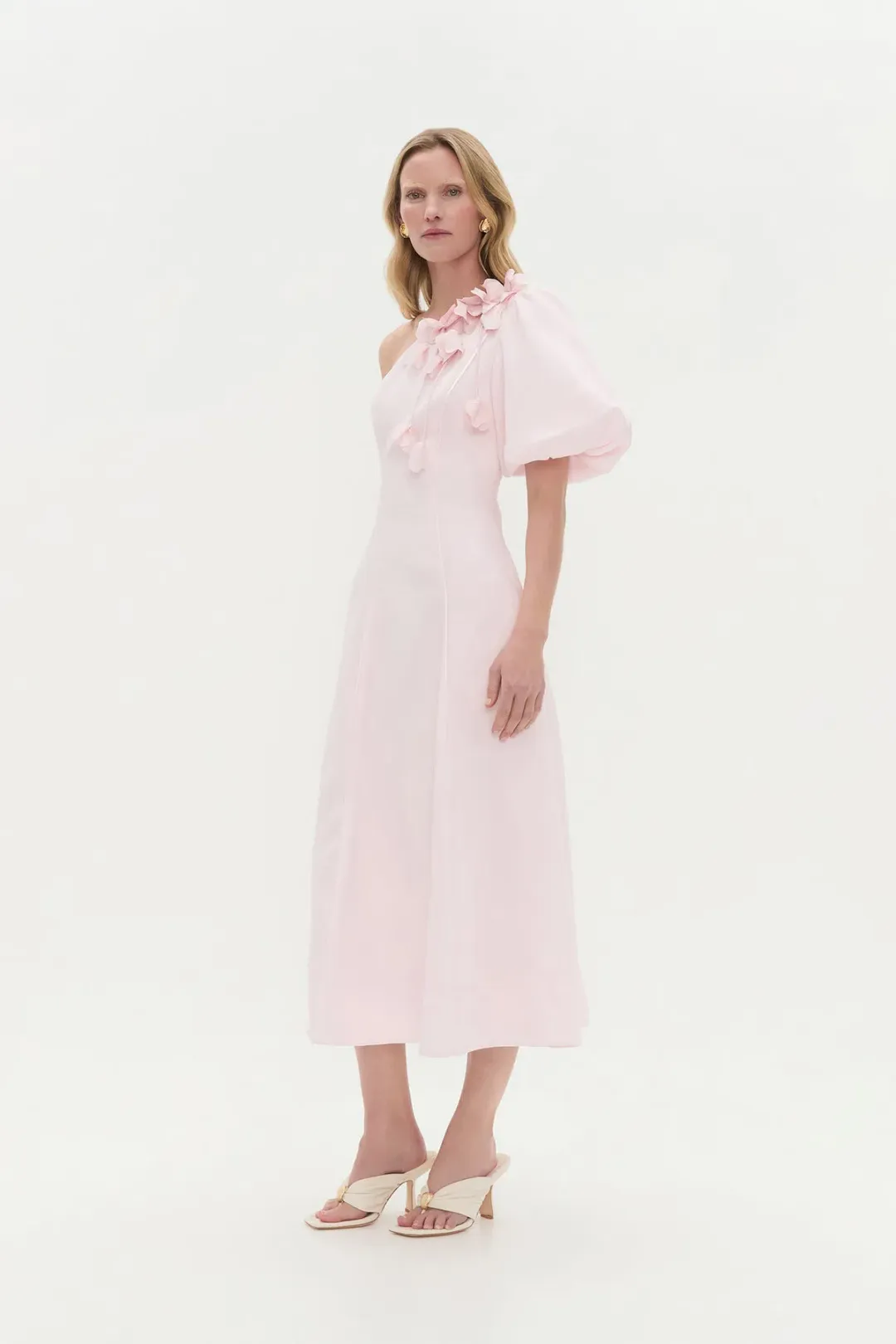Aje Camille Midi Dress in Pastel Pink Size 8 for rent on The Volte - main image