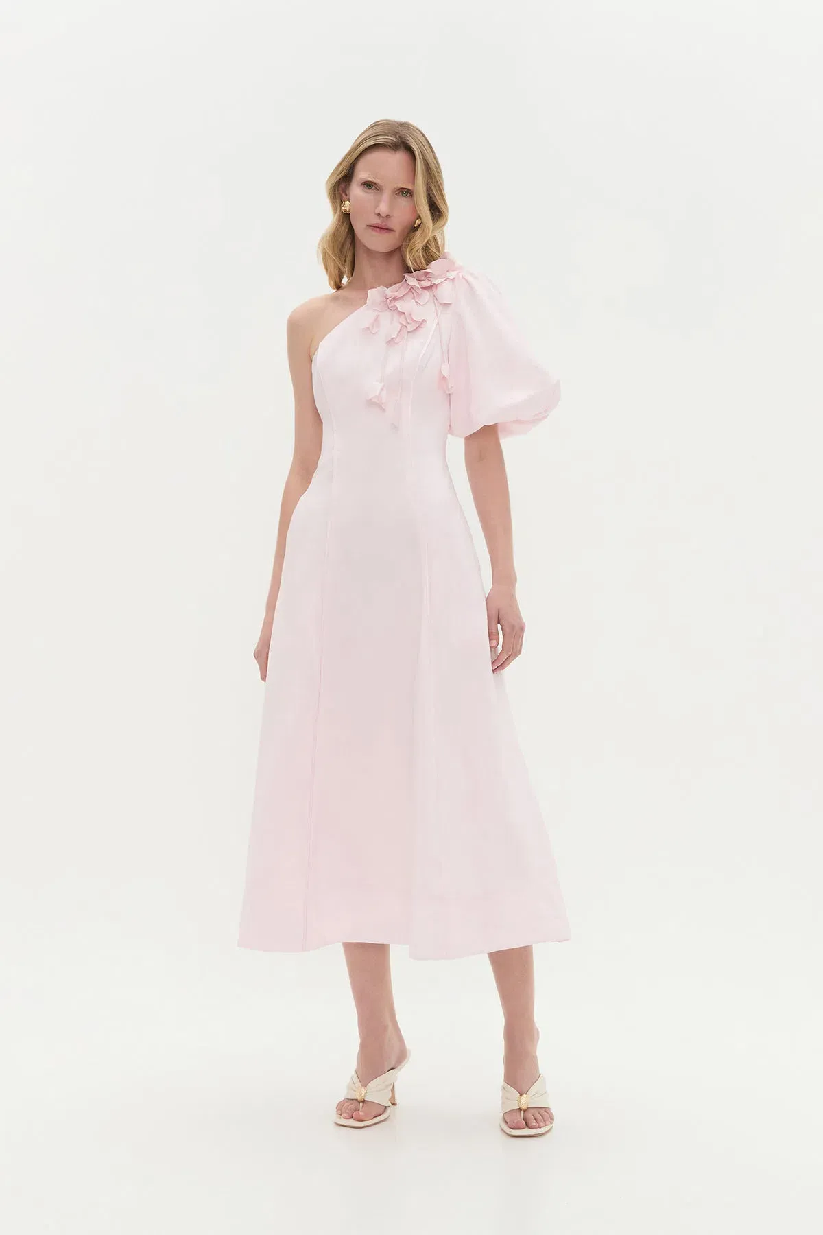 Aje Camille Midi Dress in Pastel Pink Size 8 for rent on The Volte - main image