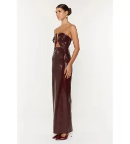 She is Olla Sole Midi Dress in Brown Size XS/ AU 6 for rent on The Volte - image 2