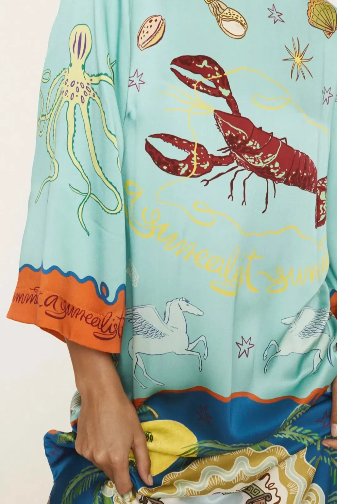 Alemais Surrealist Summer Midi Silk Dres Multi Print Size 16 for rent on The Volte - main image