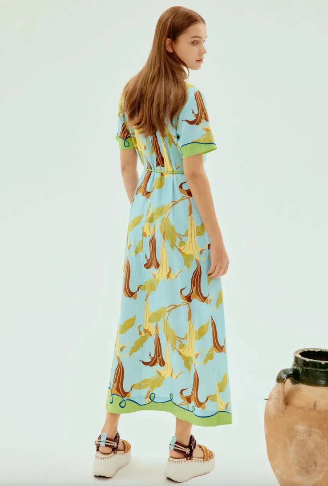 Alemais Rafaela Shirtdress Green Print Size 16 for rent on The Volte - main image