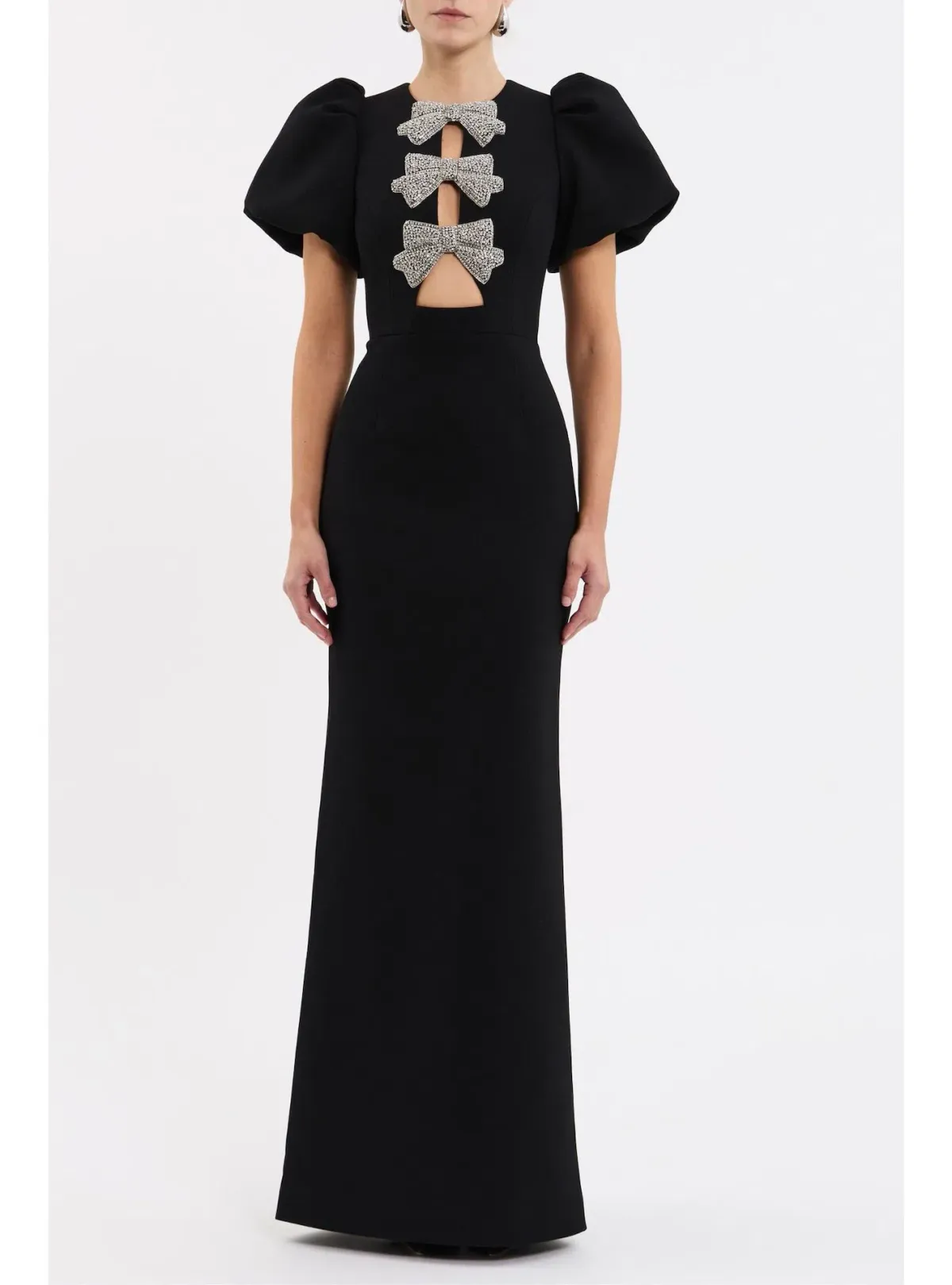 Rebecca Vallance Violetta Puff Sleeve Gown Maxi Black Size 10 for rent on The Volte - main image
