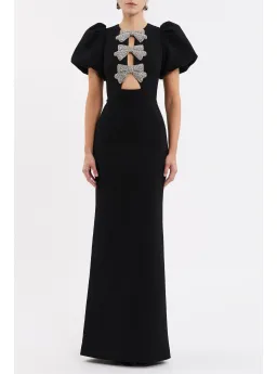 Rebecca Vallance Violetta Puff Sleeve Gown Maxi Black Size 10 for rent on The Volte - image 1