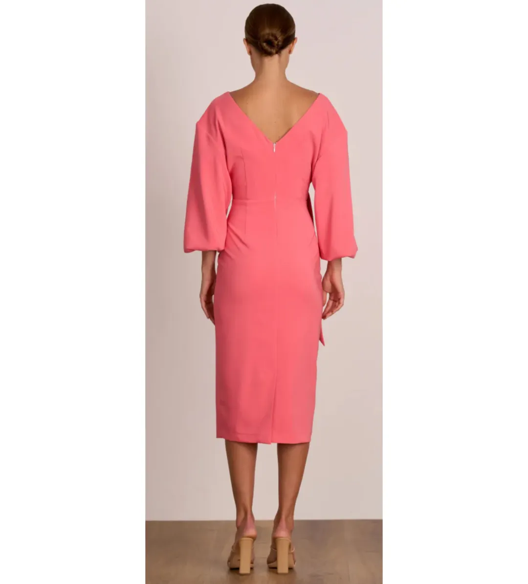 Pasduchas Ace Drape Midi Dress Pink Size 12 for rent on The Volte - main image