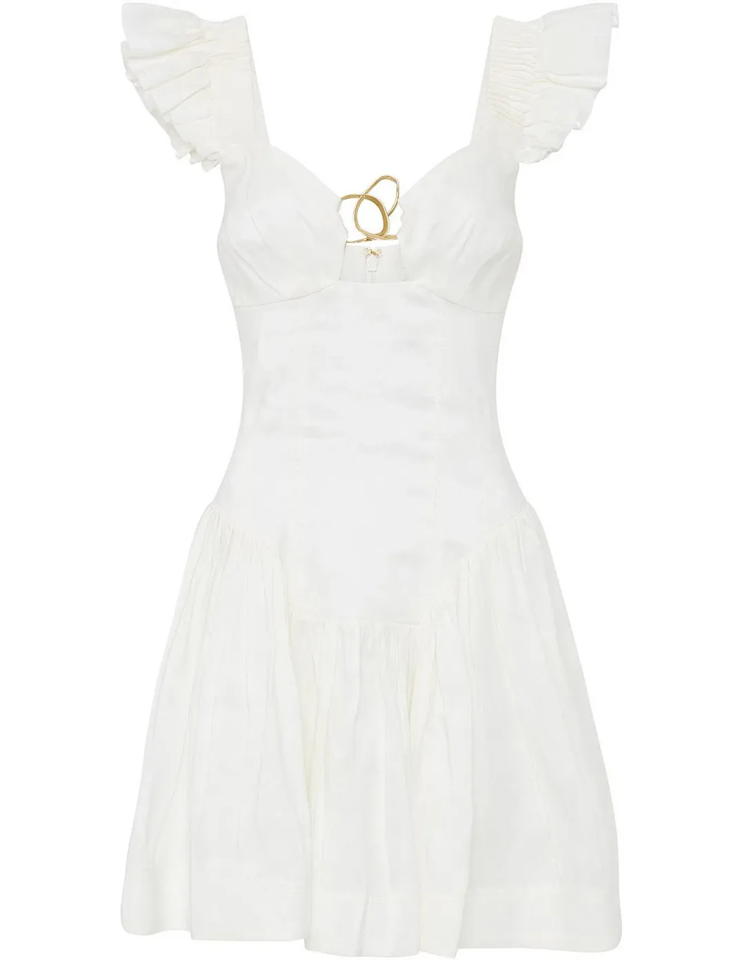 Aje Simone Frill Sleeve Mini Dress White Size 8  for rent on The Volte - main image