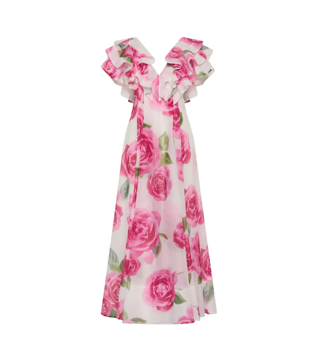 Aje Olea Maxi Dress in Soft Rose Light Size AU 12  for rent on The Volte - main image