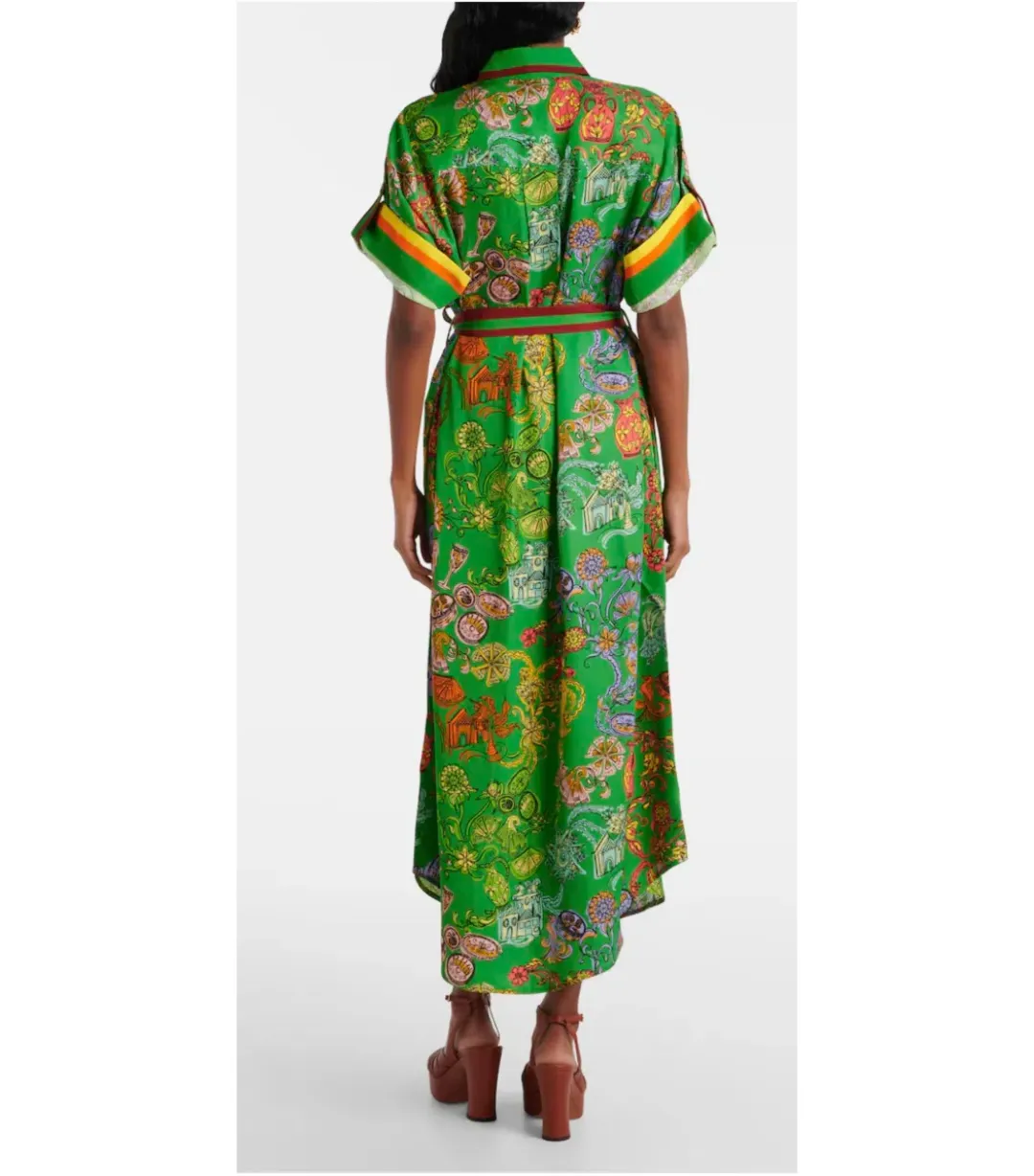 Alemais Fiesta Midi Shirtdress Green Print Size AU 16 for rent on The Volte - main image