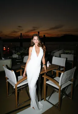 Misha The Venus Gathered Cupro Dress Ivory  Size Xs/Au 6 for rent on The Volte - image 2