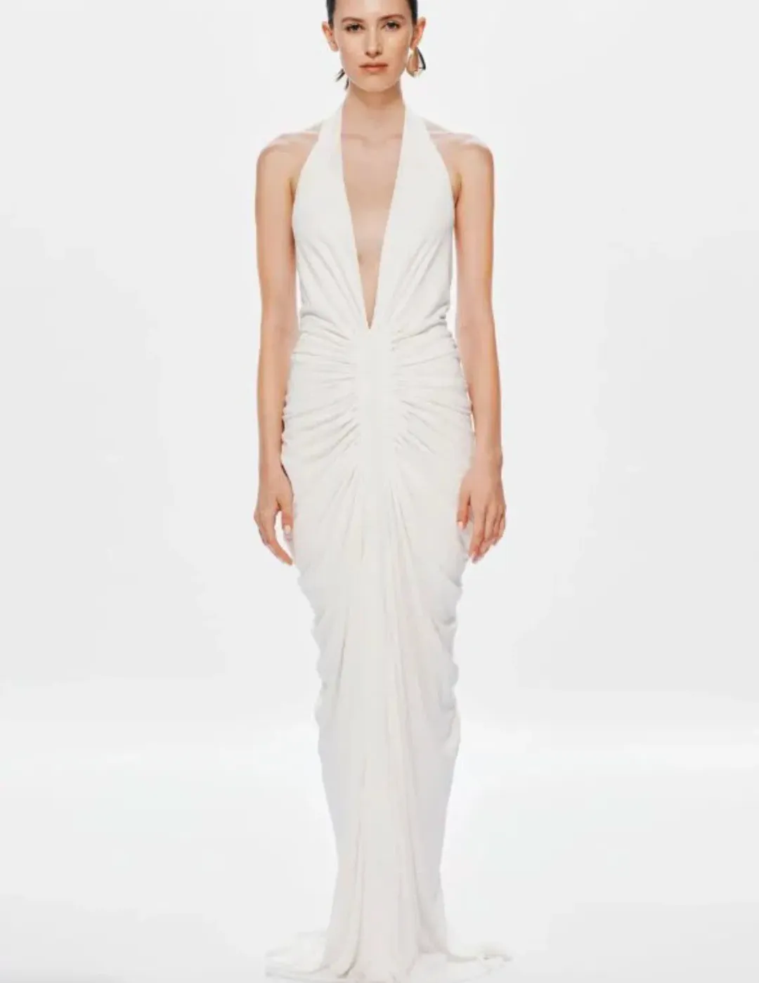 Misha The Venus Gathered Cupro Dress Ivory  Size Xs/Au 6 for rent on The Volte - main image