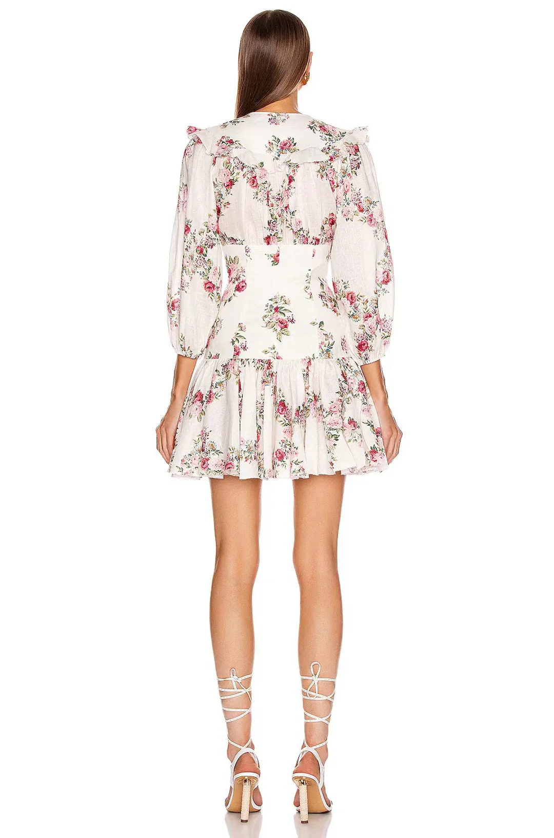 Zimmerman Honour Corset Mini Dress Cream Floral Print Size 6 for rent on The Volte - main image
