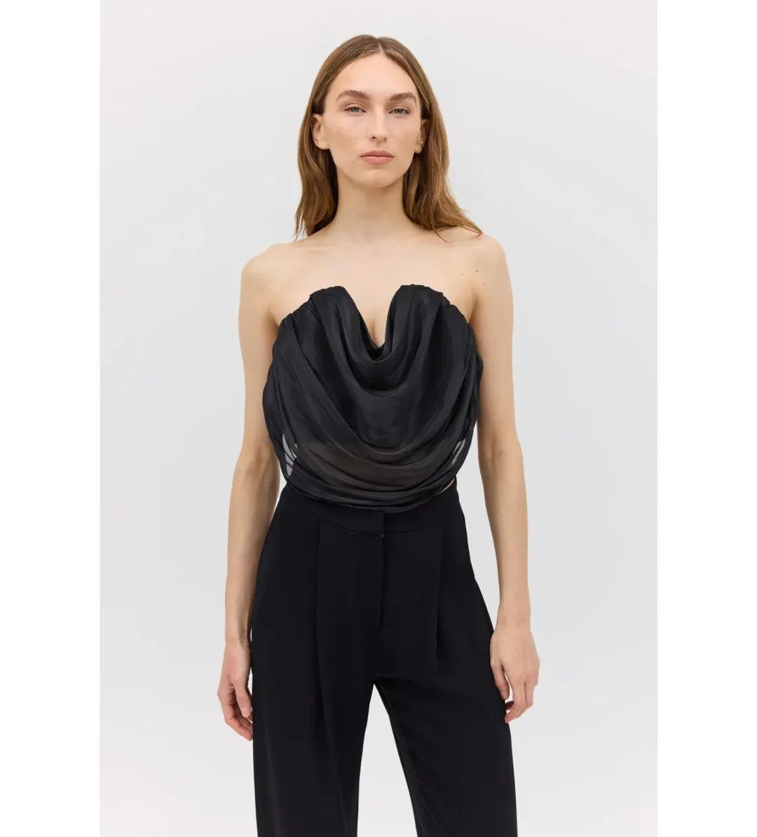 Bianca Spender Liquid Organza Tidal Bustier Top Black Size 10 for rent on The Volte - main image