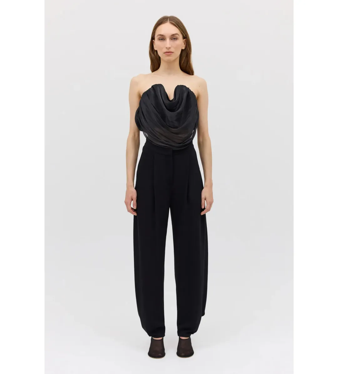Bianca Spender Liquid Organza Tidal Bustier Top Black Size 10 for rent on The Volte - main image
