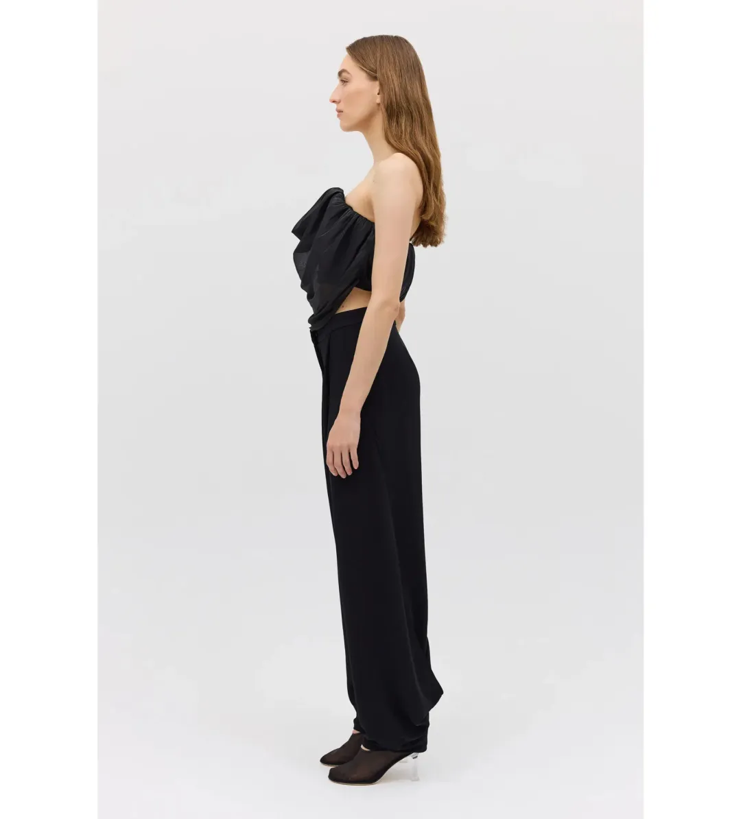 Bianca Spender Liquid Organza Tidal Bustier Top Black Size 10 for rent on The Volte - main image