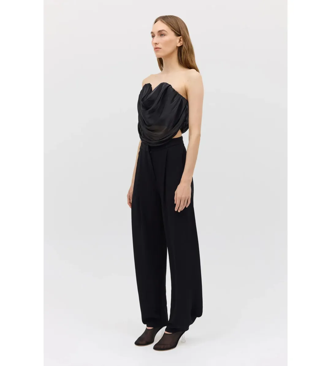 Bianca Spender Liquid Organza Tidal Bustier Top Black Size 10 for rent on The Volte - main image