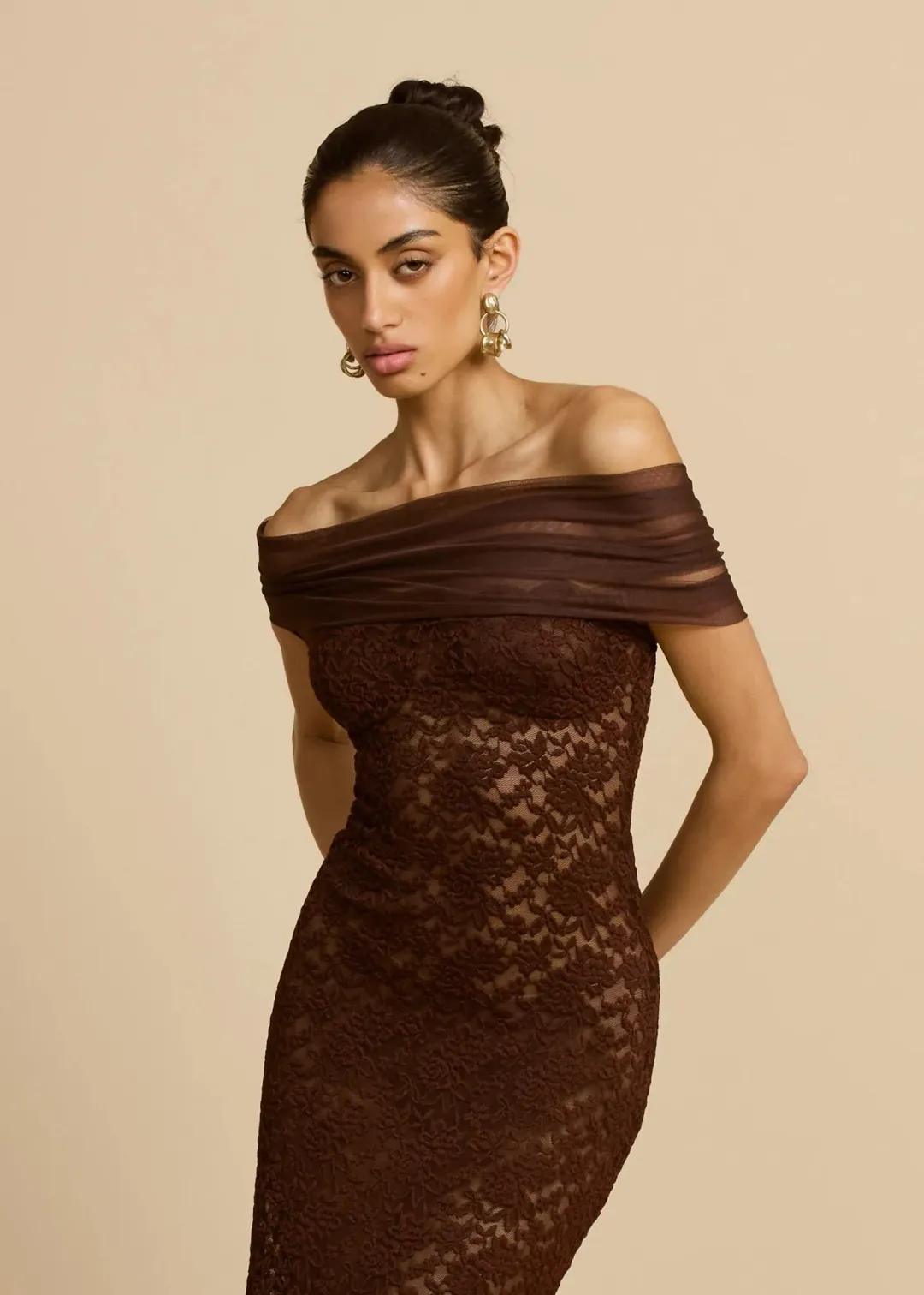 Arcina Ori Milana Dress in Chocolate Size M/AU10 for rent on The Volte - main image
