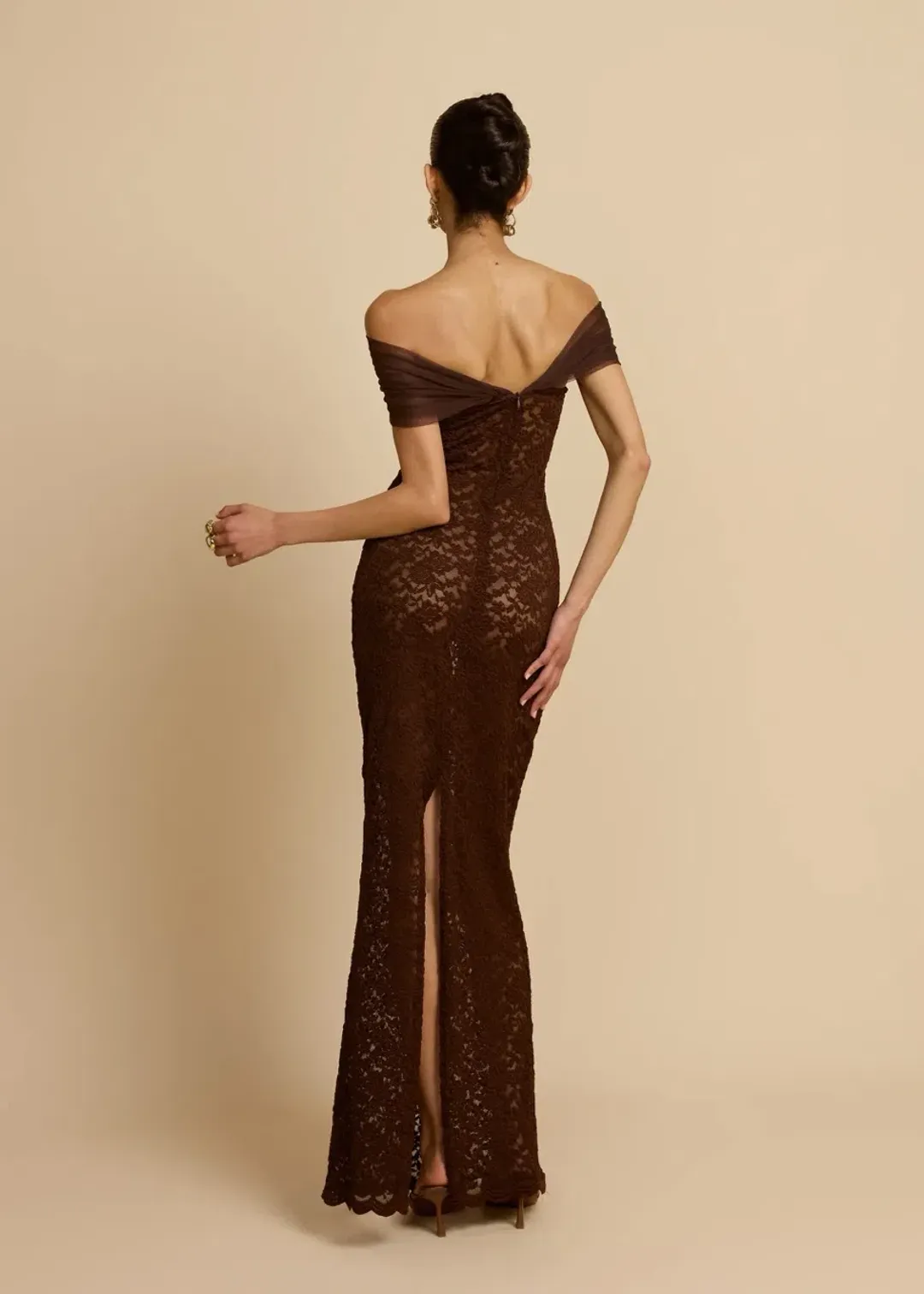 Arcina Ori Milana Dress in Chocolate Size M/AU10 for rent on The Volte - main image