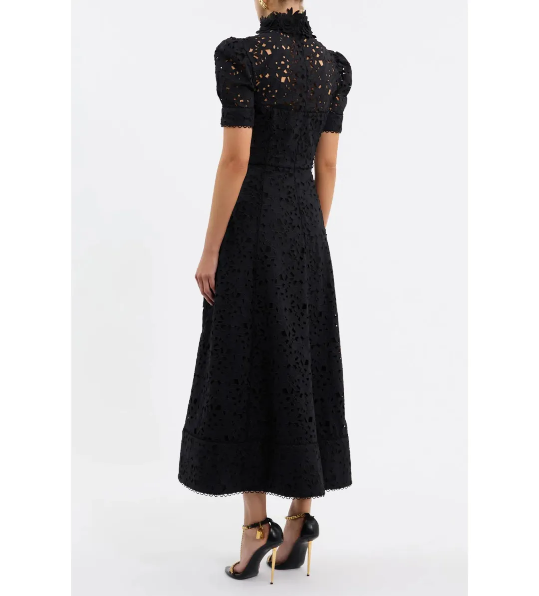 Rebecca Vallance Kitsu Short Sleeve Midi Dress Black Size AU 10 for rent on The Volte - main image
