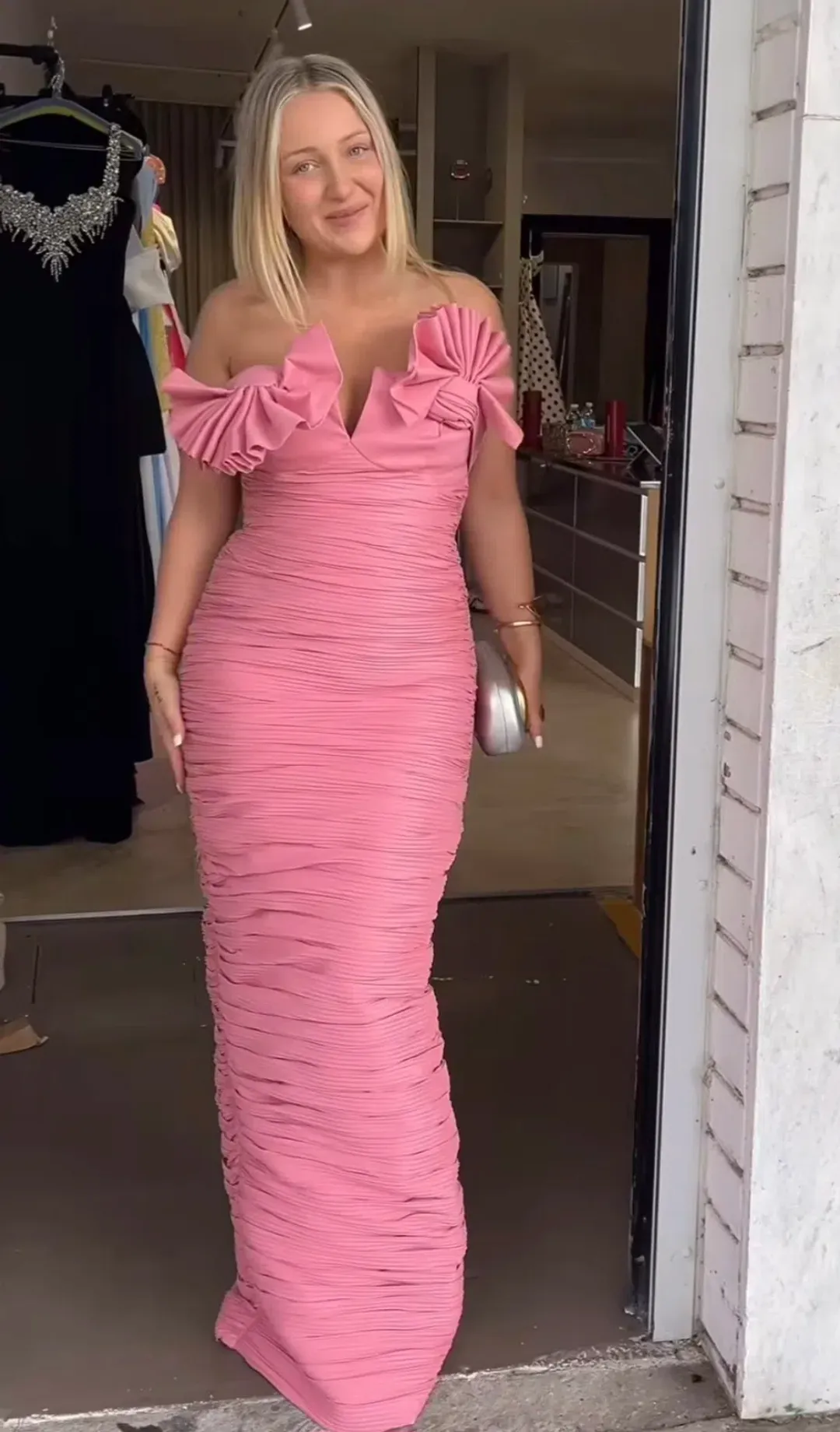 Rachel Gilbert Jensen Gown Maxi Pink Size AU 14 for rent on The Volte - main image