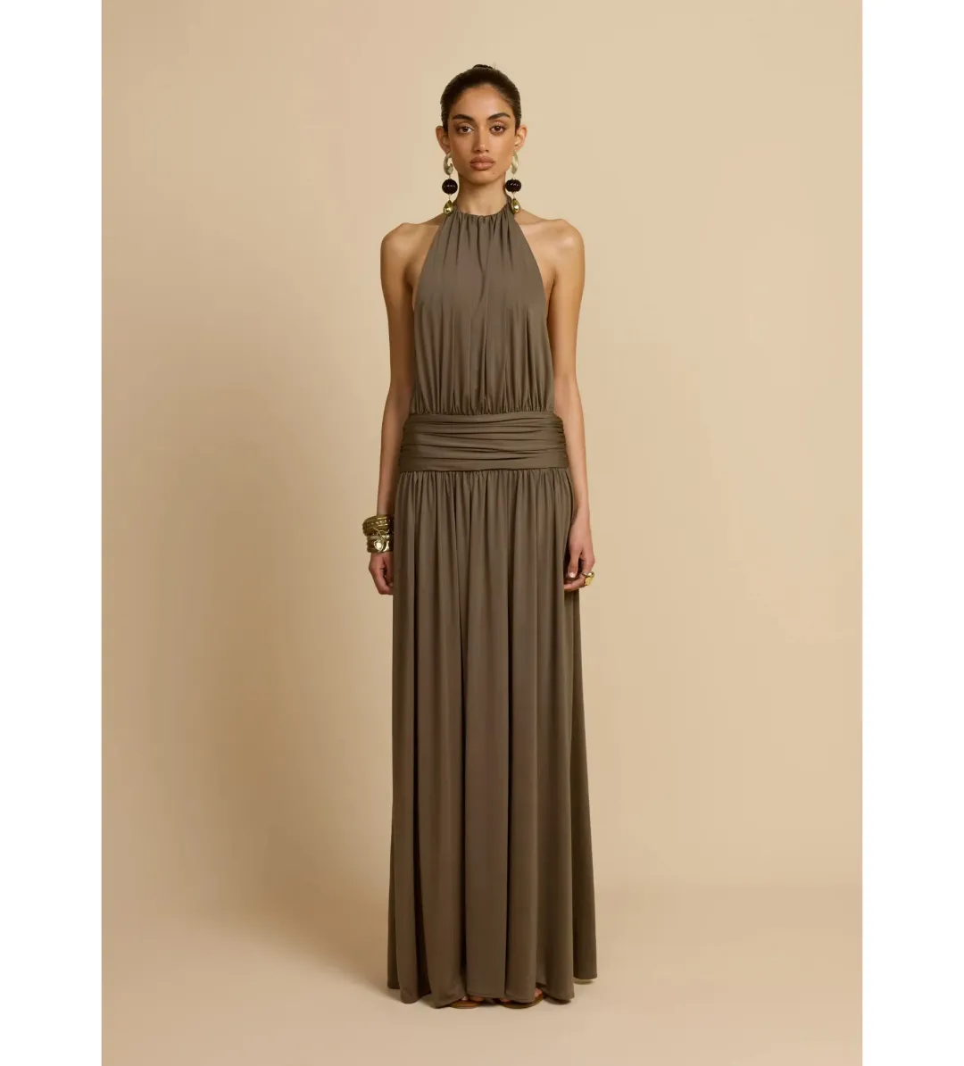 Arcina Ori Santina Maxi Dress Khaki Size S / AU 8 for rent on The Volte - main image