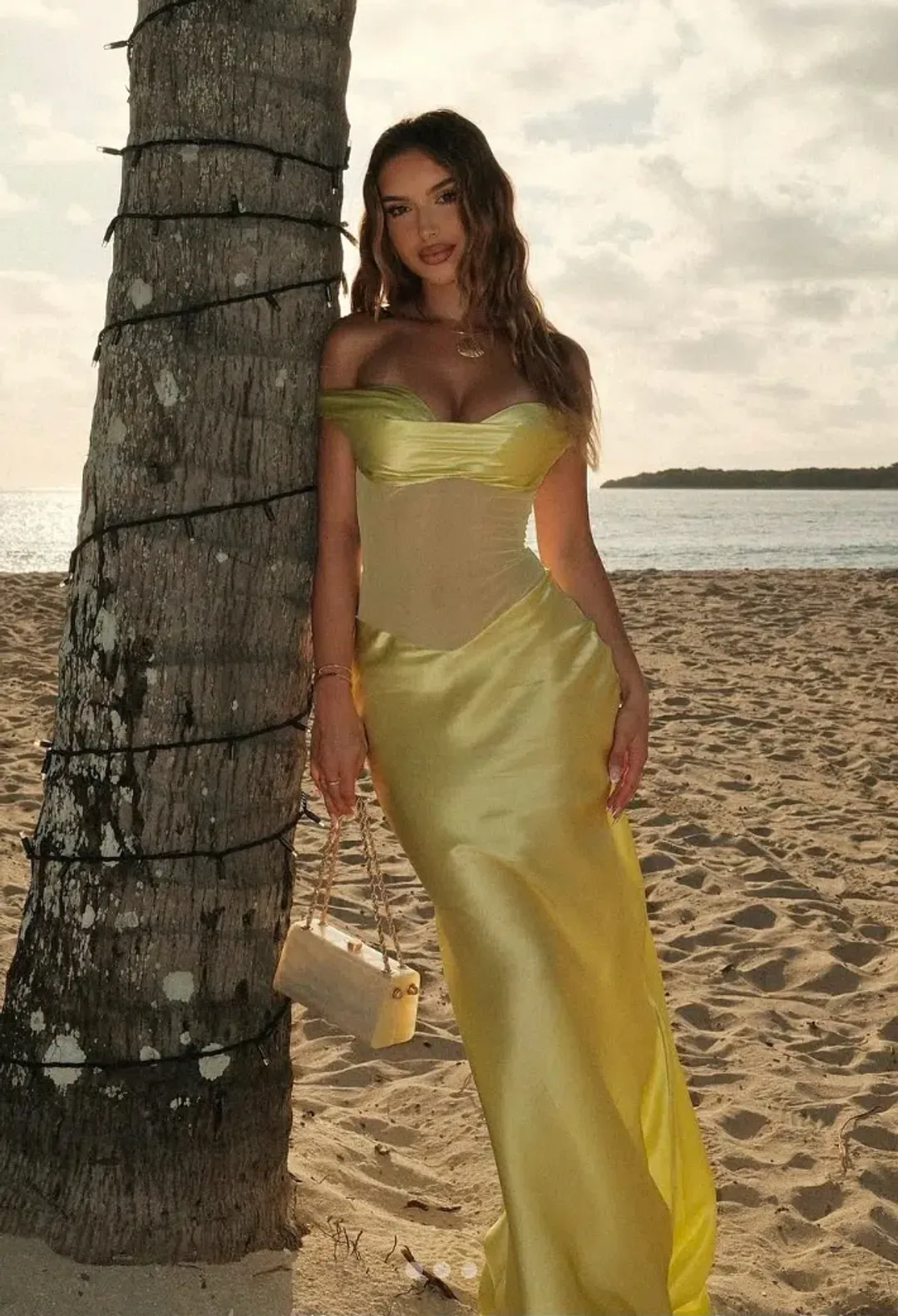 Natalie Rolt Gwynetth Gown Maxi Dress in Chartreuse Size S/AU 8 for rent on The Volte - main image