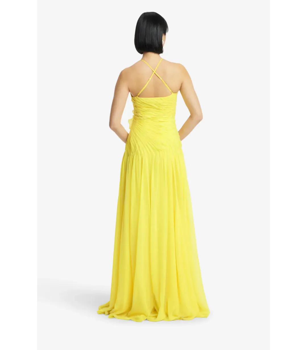 Leo Lin Amya Floral Appliqué Maxi Gown in Sunshine Size AU 8 for rent on The Volte - main image