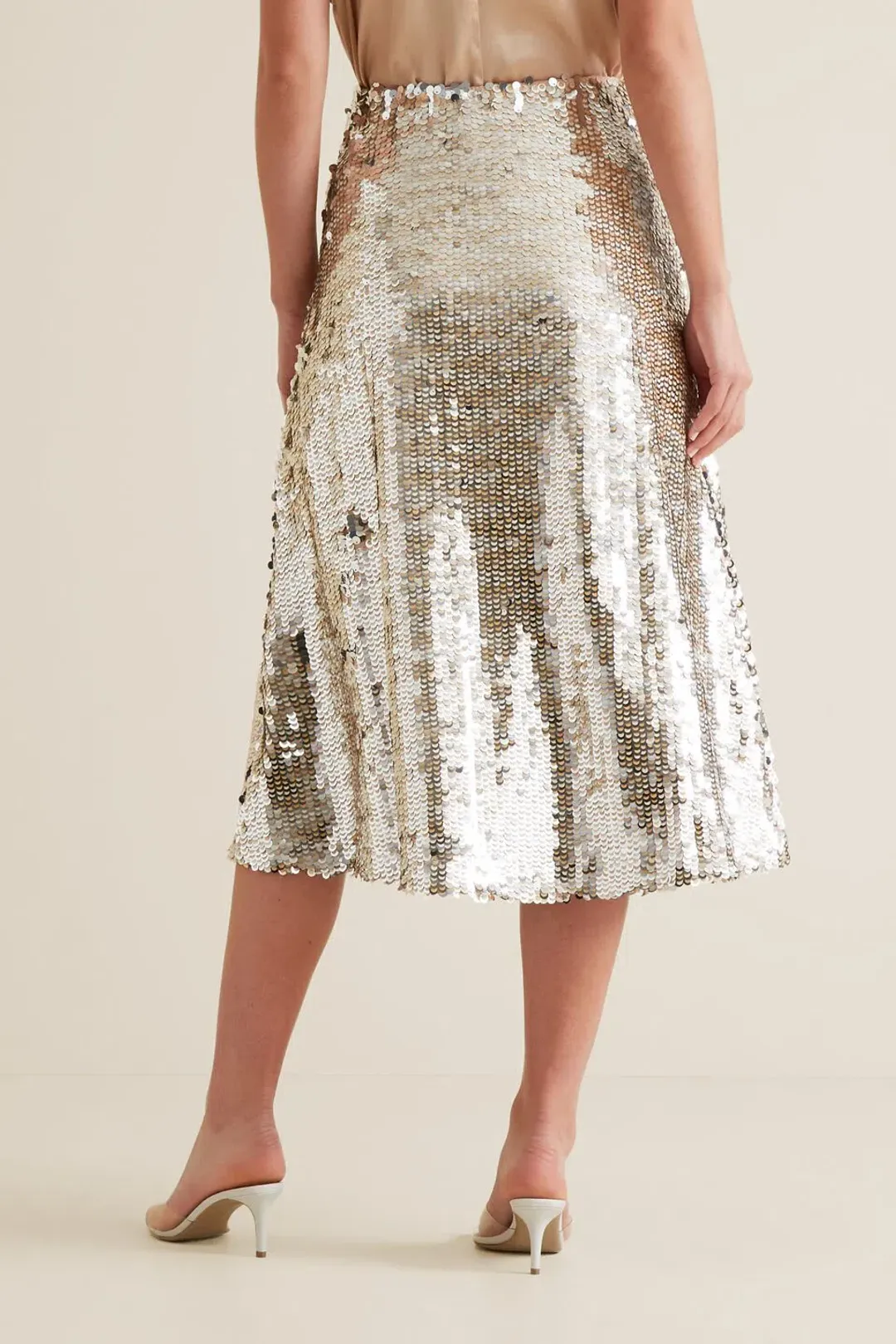 Seed Heritage Sequin Midi Skirt Silver Size XS / AU 6 for rent on The Volte - main image