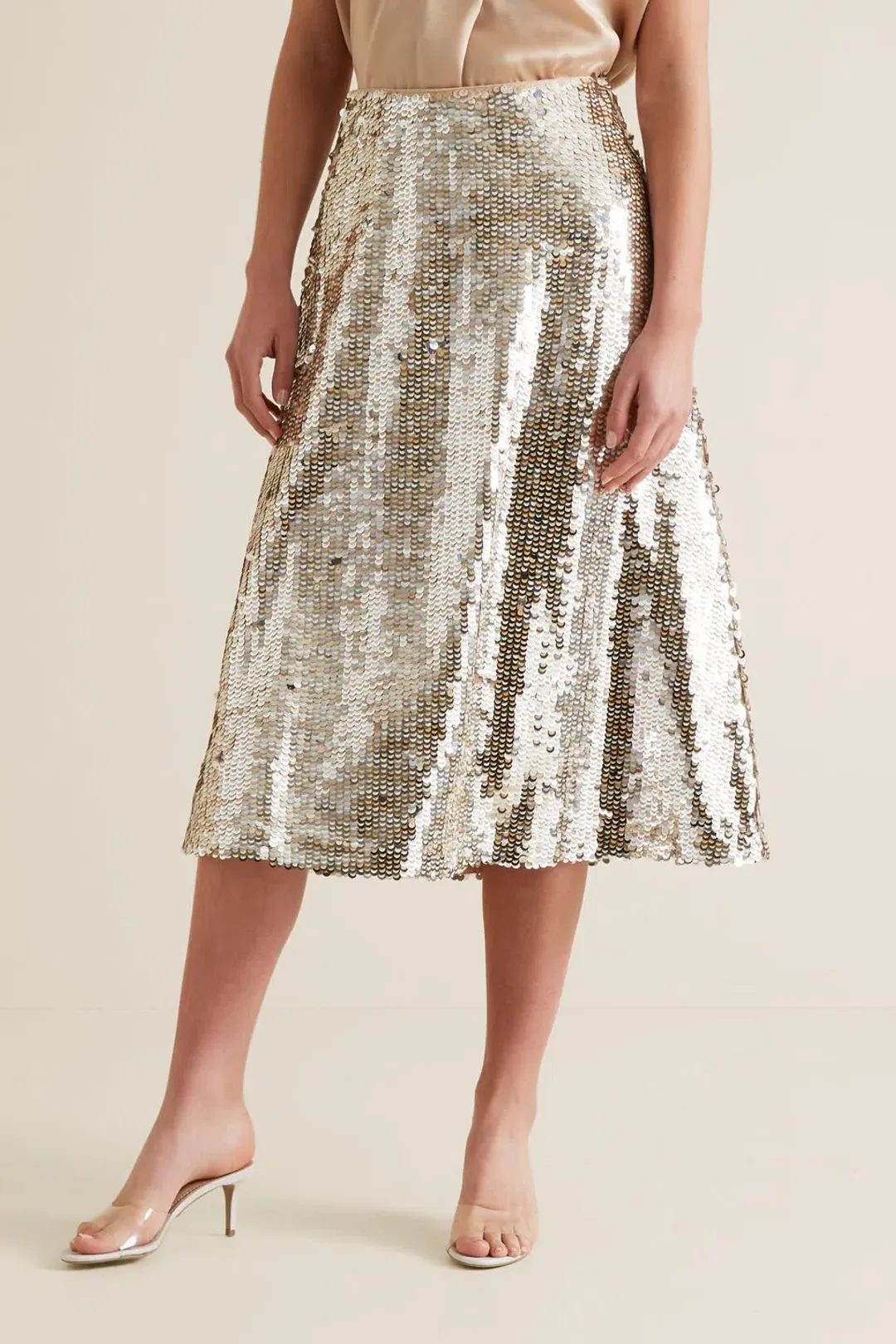 Seed Heritage Sequin Midi Skirt Silver Size XS / AU 6 for rent on The Volte - main image