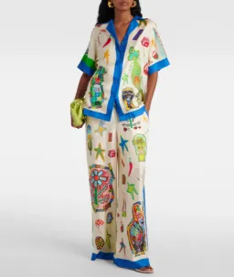 Alemais Rollers Silk Twill Shirt and Pants Multi Size AU 12 for rent on The Volte - image 1