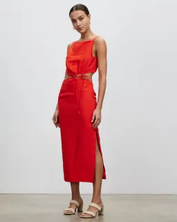 Lover Talia Midi Dress Red Size 12 for rent on The Volte - image 1