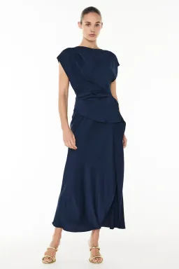 Manning Cartell Fluid Notion Drape Dress Navy Size 10 for rent on The Volte - image 1