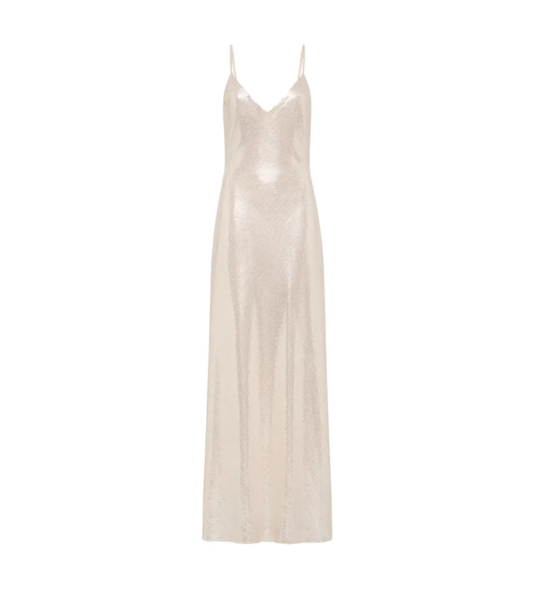 Manning Cartell High Voltage Slip Maxi Dress Nude Silver Size 12 for rent on The Volte - main image