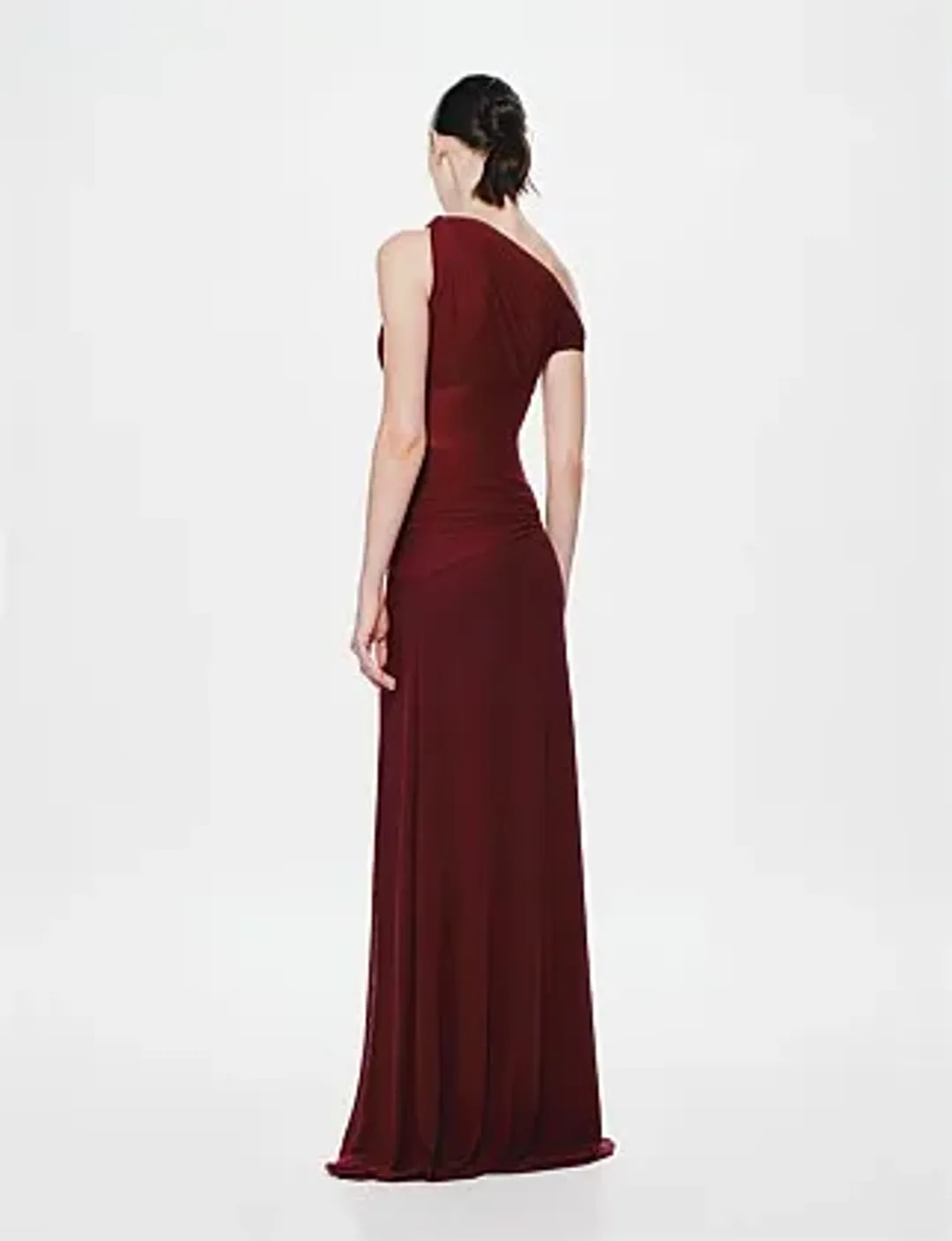 MISHA Sisal Mesh Maxi Dress Wine 8/S for rent on The Volte - main image